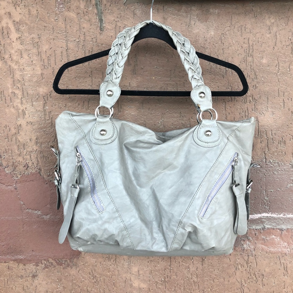 Grey Faux Leather Bag